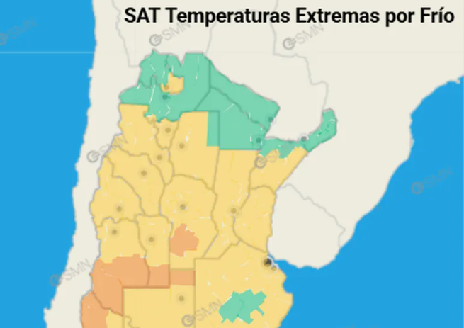 UNA POR UNA TODAS LAS PROVINCIAS EN ALERTA POR FRÍO EXTREMO