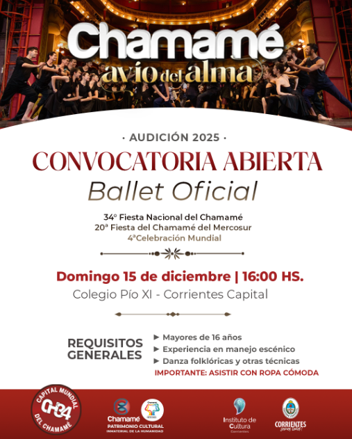 Convocatoria para integrar el Ballet Oficial de la 34ª Fiesta Nacional del Chamamé