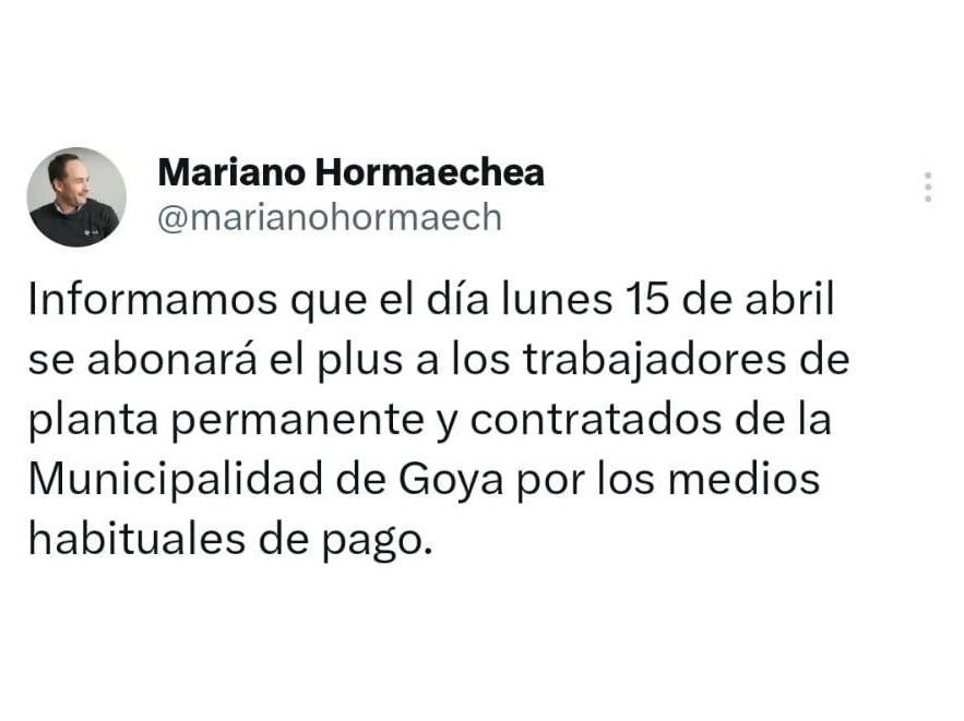 ESTE LUNES 15 EMPLEADOS MUNICIPALES PERCIBIRÁN EL PLUS MENSUAL