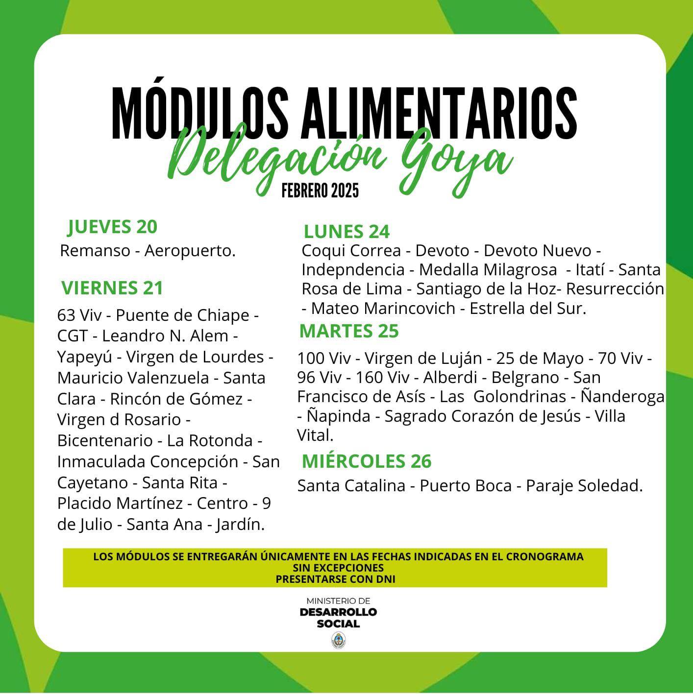 DESARROLLO SOCIAL: DISTRIBUCIÓN DE MÓDULOS ALIMENTARIOS
