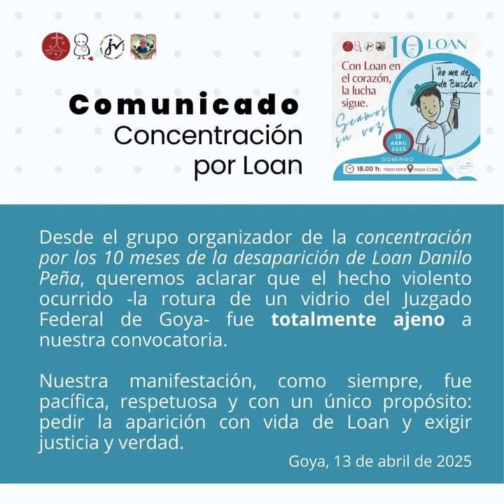 COMUNICADO OFICIAL: la concentración por Loan se desvinculó del incidente en el Juzgado Federal