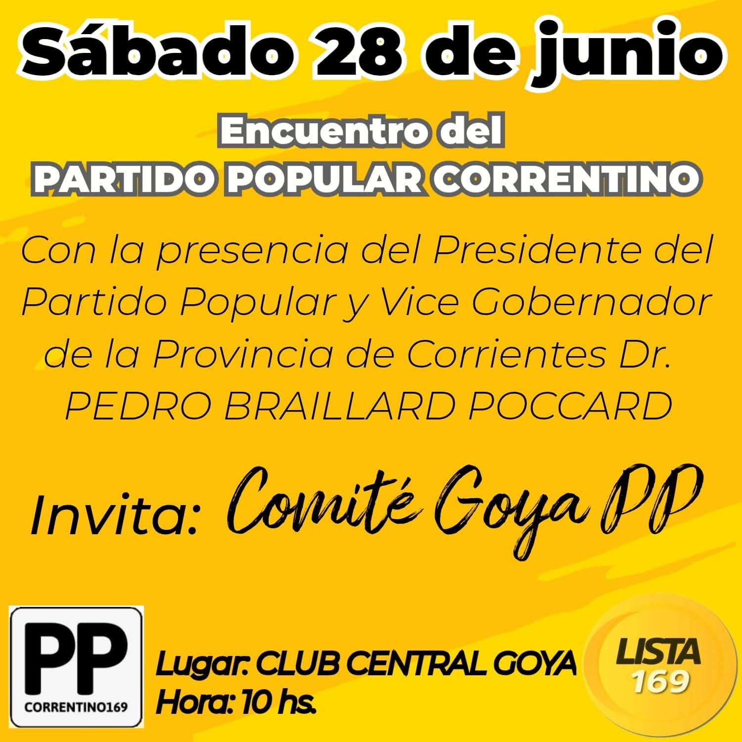 Con la presencia de Braillard Poccard el Partido Popular Correntino se convoca en Goya