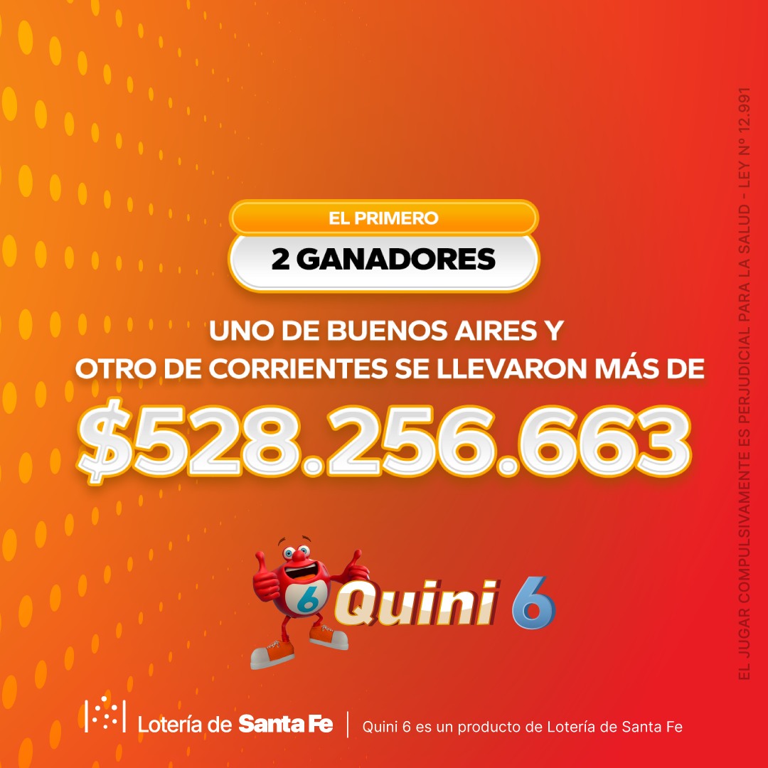 ¡NUEVOS MILLONARIOS! QUINI 6: DOS GANADORES, UNO ES DE GOYA
