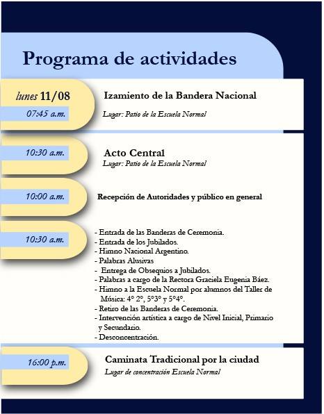 FESTEJOS POR LOS 138 AÑOS DE LA ESCUELA NORMAL DE GOYA: CRONOGRAMA DE ACTIVIDADES