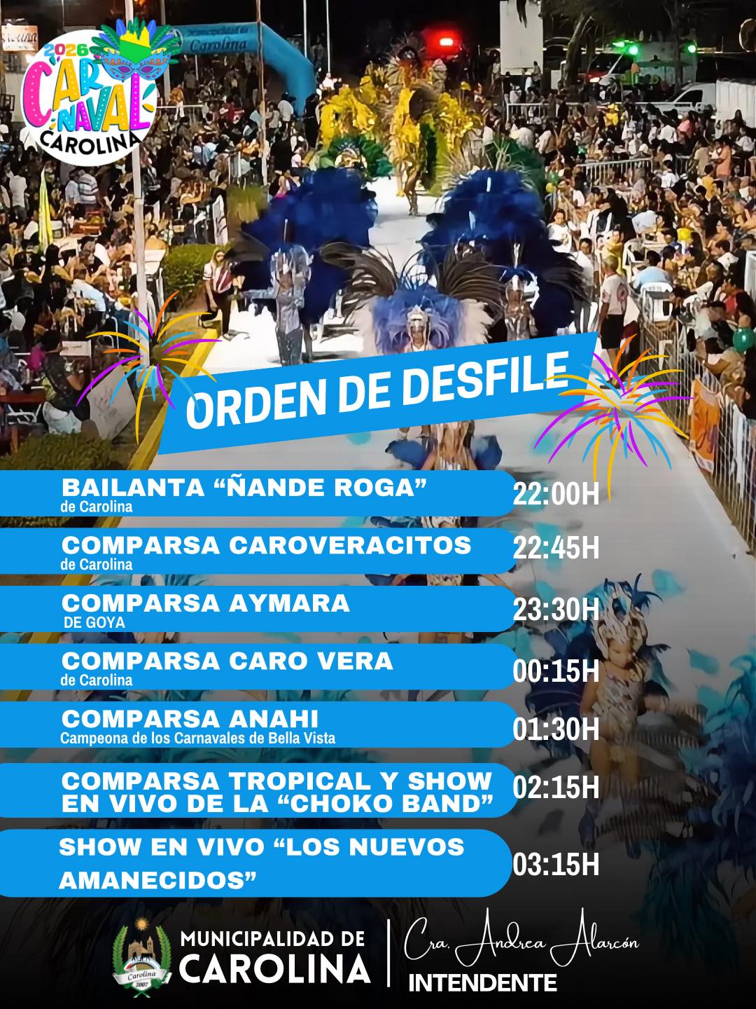 SEGUNDA NOCHE DEL CARNAVAL EXPLOSIVO DE CAROLINA: CRONOGRAMA