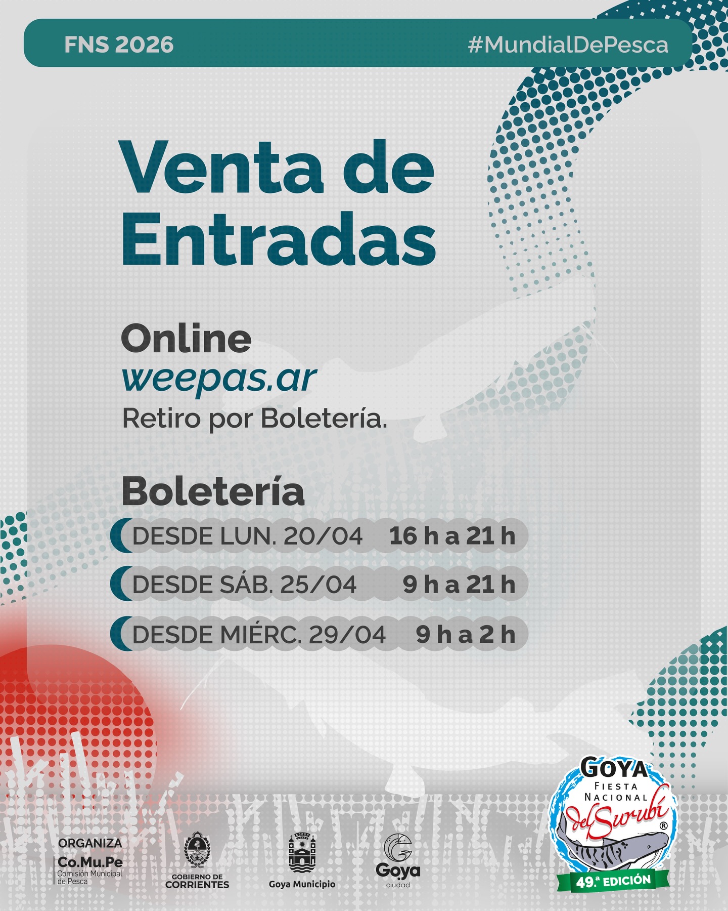 ENTRADAS A LA VENTA: ONLINE Y PRESENCIAL PARA LA FIESTA DEL SURUBÍ