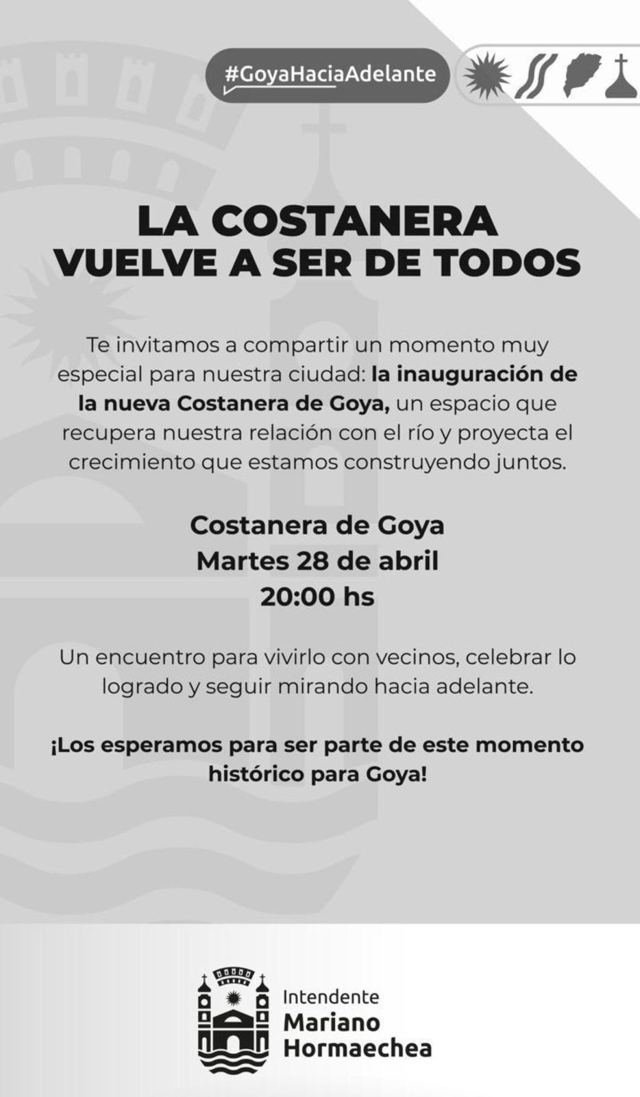 ESTA NOCHE: INAUGURACIÓN DE LA NUEVA COSTANERA DE GOYA