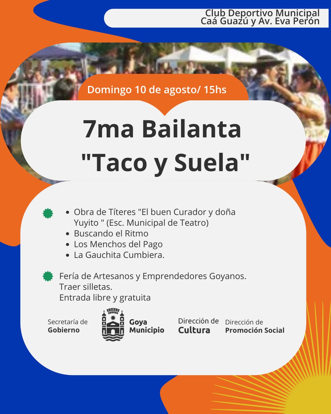 7ª BAILANTA "TACO Y SUELA" ESTARÁ ESTE DOMINGO EN CLUB DEPORTIVO MUNICIPAL