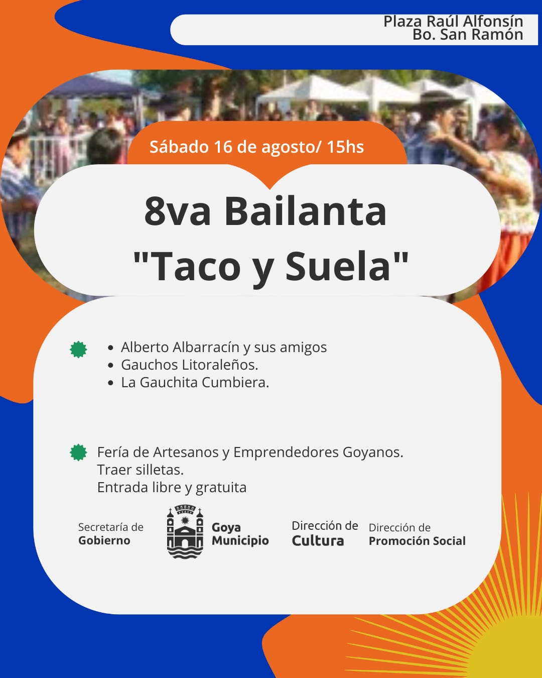 ZONA ESTE DE LA CIUDAD: SE VIENE LA 8ª BAILANTA TACO Y SUELA Y SERÁ EN BARRIO SAN RAMÓN