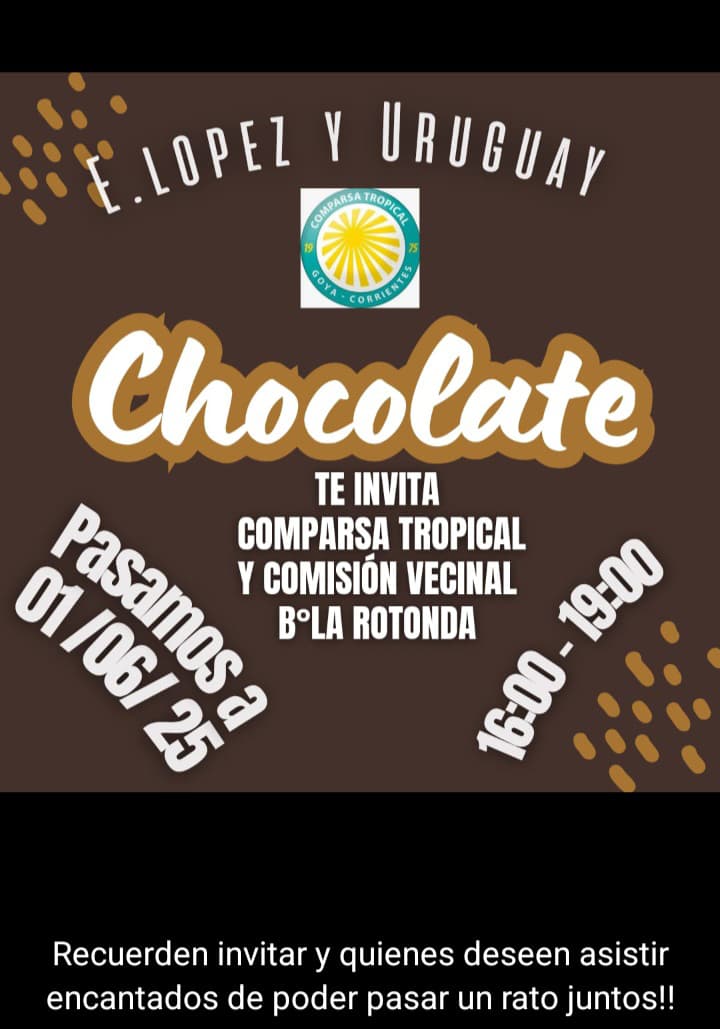 B° La Rotonda: LA COMPARSA TROPICAL INVITA A UN CHOCOLATE CON JUEGOS Y SABOR