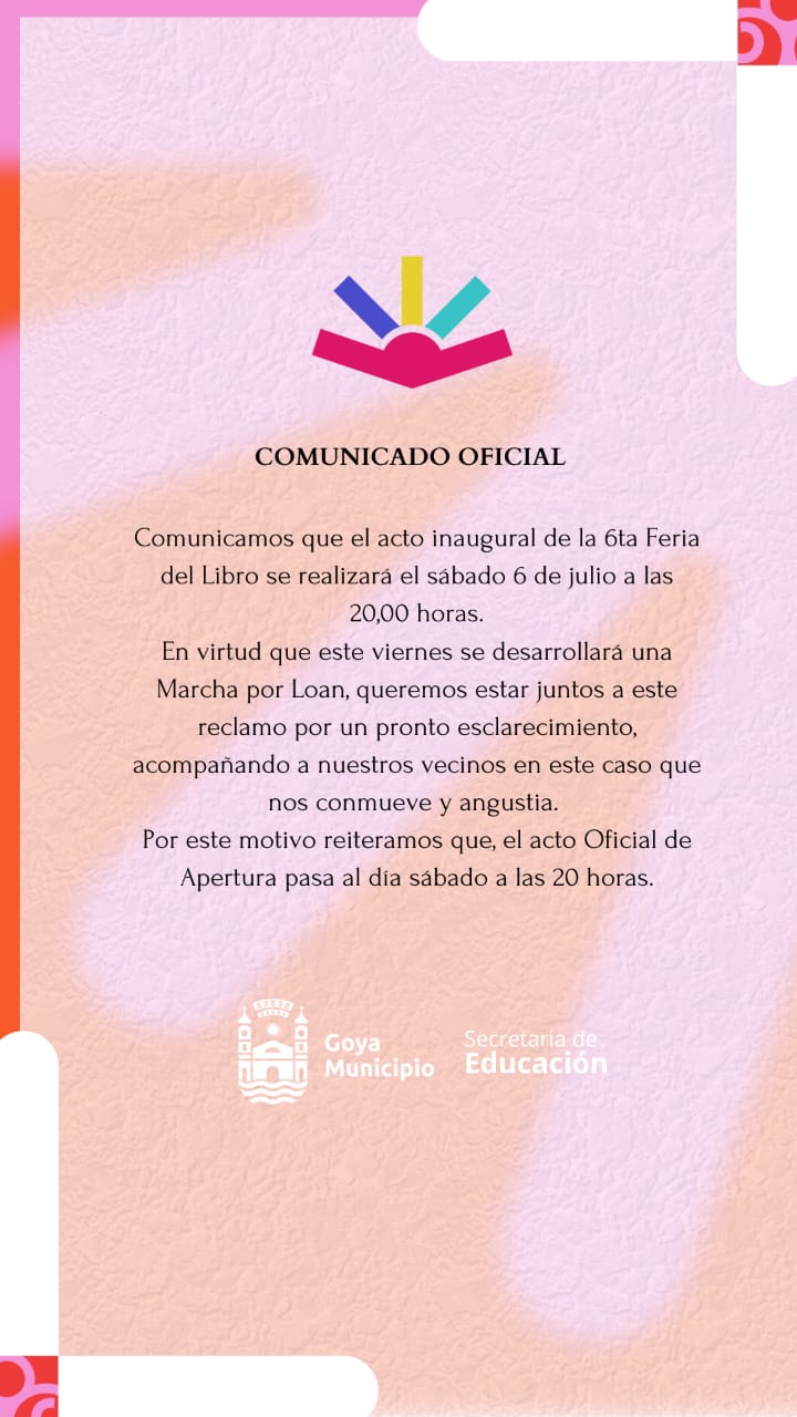 EL ACTO INAUGURAL DE  LA 6TA FERIA DEL LIBRO SE HARA EL  SÁBADO A LAS 20 HORAS