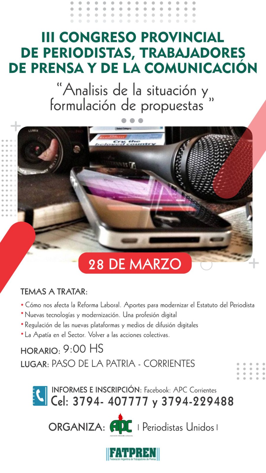 LA APC ORGANIZA III CONGRESO PROVINCIAL DE PERIODISTAS, TRABAJADORES DE PRENSA Y DE LA COMUNICACIÓN