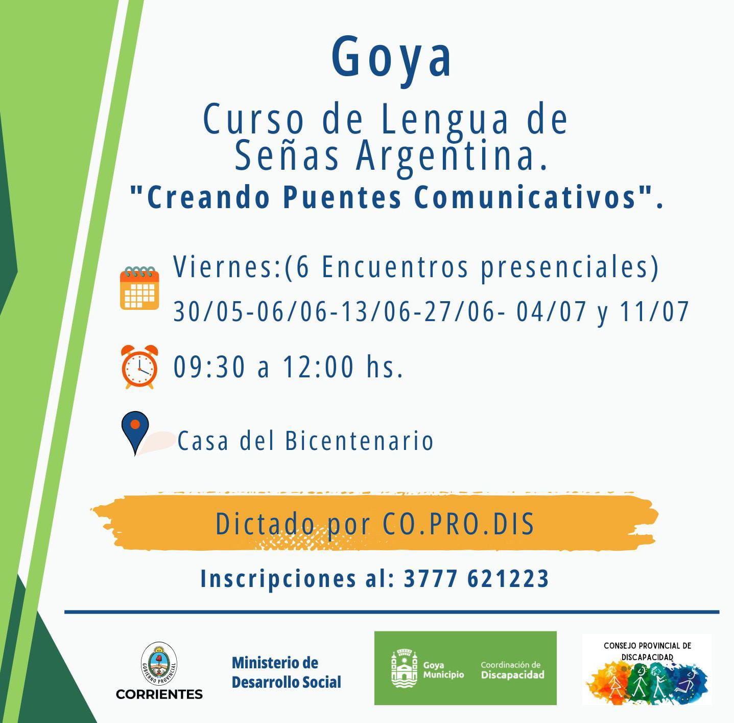 CURSO DE LENGUA DE SEÑAS ARGENTINA EN GOYA: “CREANDO PUENTES COMUNICATIVOS”