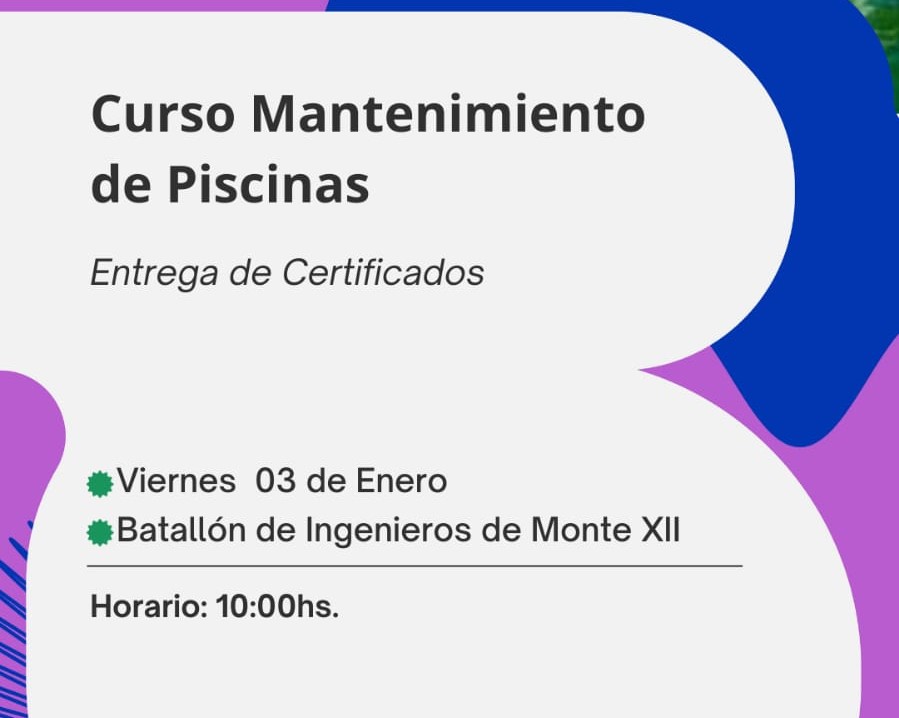 ENTREGA DE CERTIFICADOS DEL CURSO DE MANTENIMIENTO DE PISCINAS
