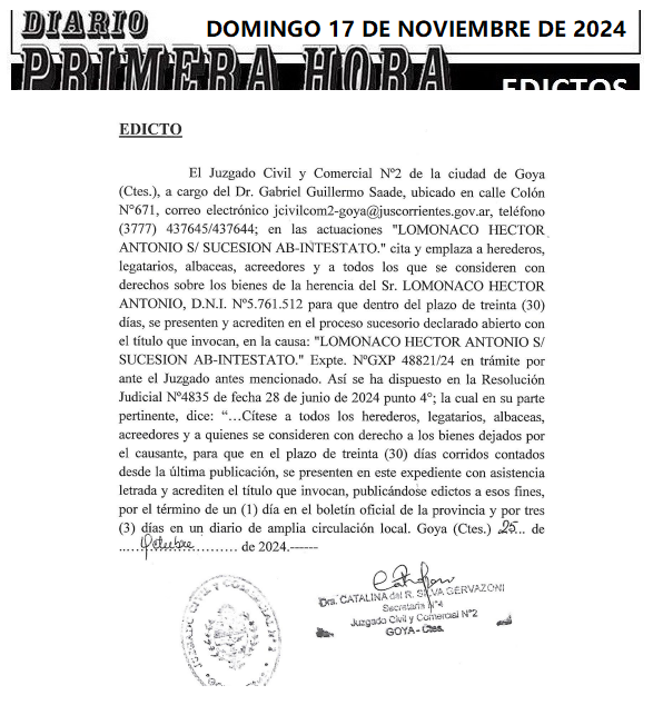 DOMINGO 17 DE NOVIEMBRE DE 2024 DIA 3 LOMANACO