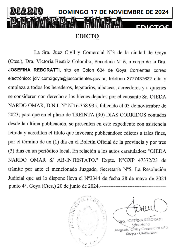 DOMINGO 17 DE NOVIEMBRE DE 2024 DIA 3 OJEDA