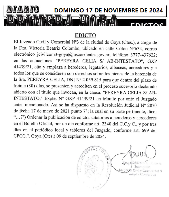 DOMINGO 17 DE NOVIEMBRE DE 2024 DIA 3 PEREYRA
