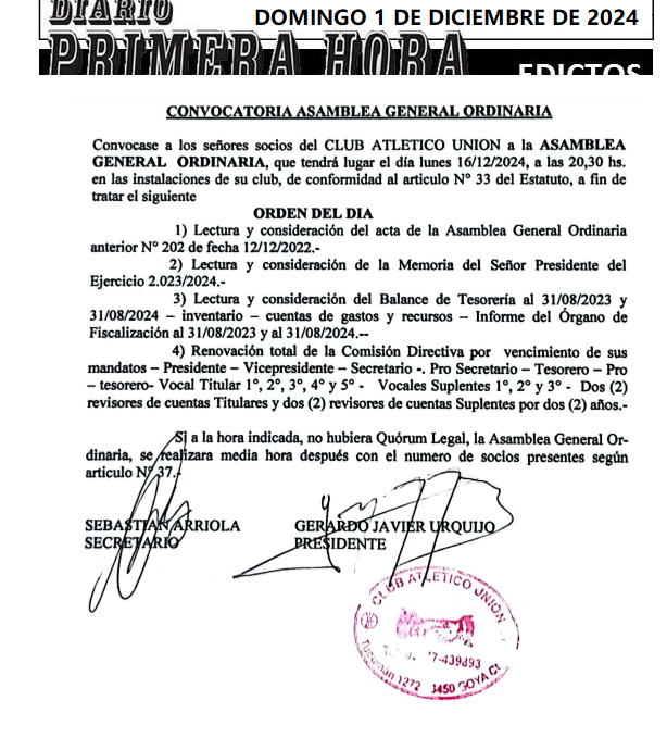 DOMINGO 1 DE DICIEMBRE DE 2024 DIA 3 UNION