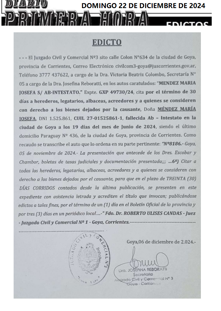 DOMINGO 22 DE DICIEMBRE DE 2024 DIA 3 ESCOBAR