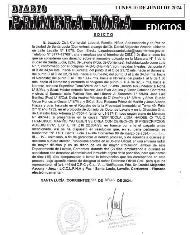 EDICTOS 10 DE JUNIO DE 2024