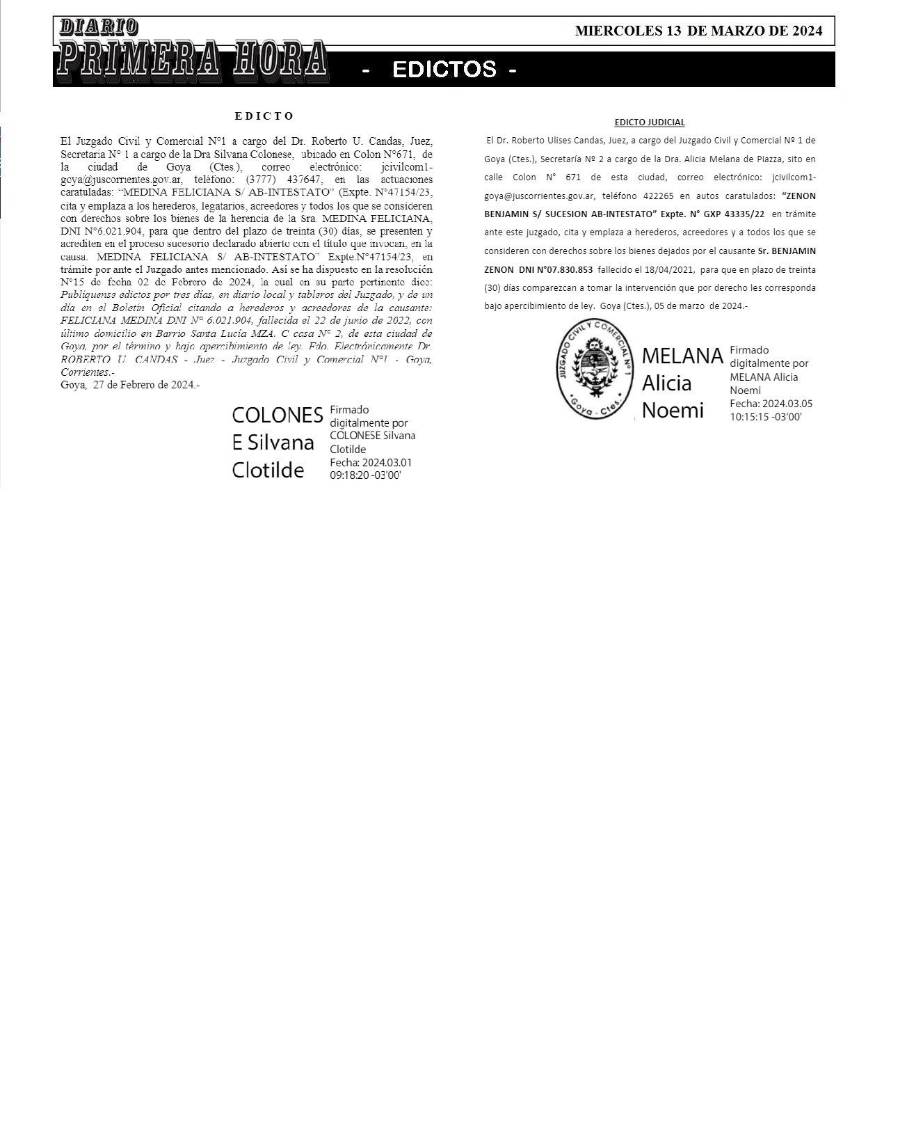 EDICTOS 13 DE MARZO DE 2024