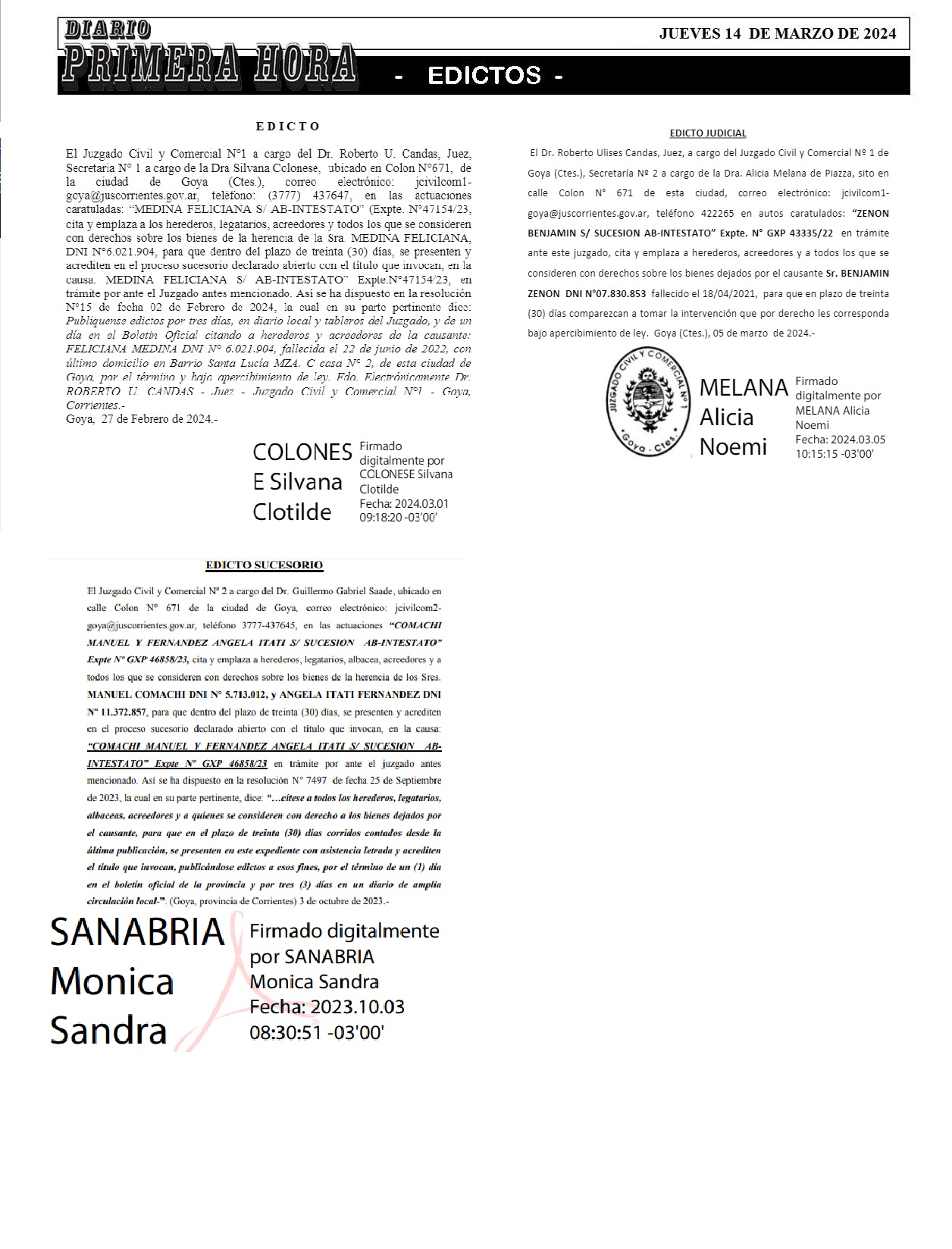 EDICTOS 14 DE MARZO DE 2024