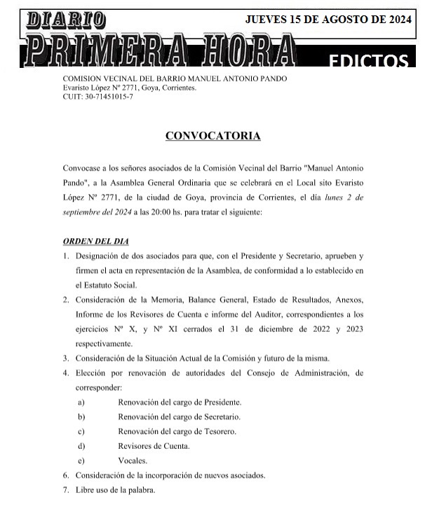 EDICTOS 15 DE AGOSTO DE 2024