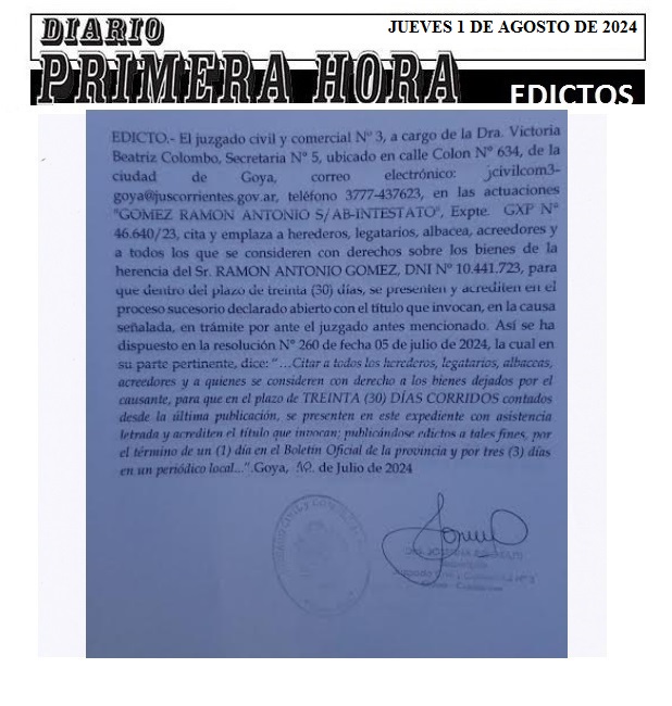 EDICTOS 1 DE AGOSTO DE 2024
