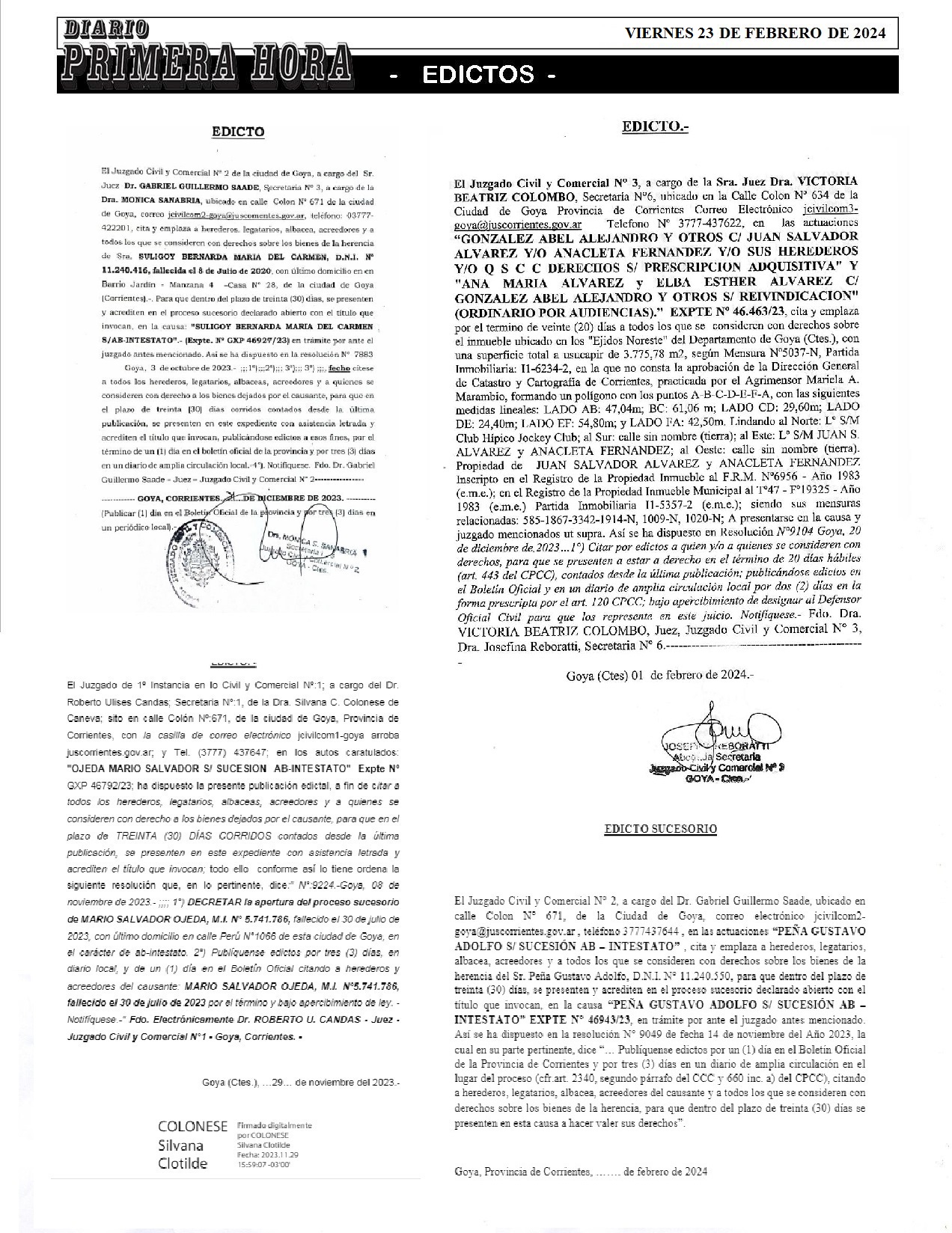 EDICTOS 23 DE FEBRERO DE 2024