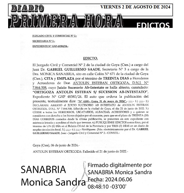 EDICTOS 2 DE AGOSTO DE 2024