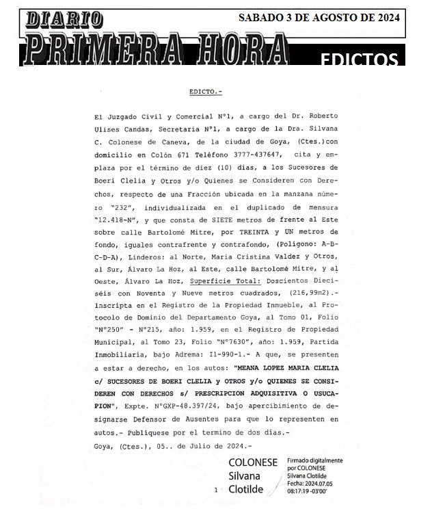 EDICTOS 3 DE AGOSTO DE 2024