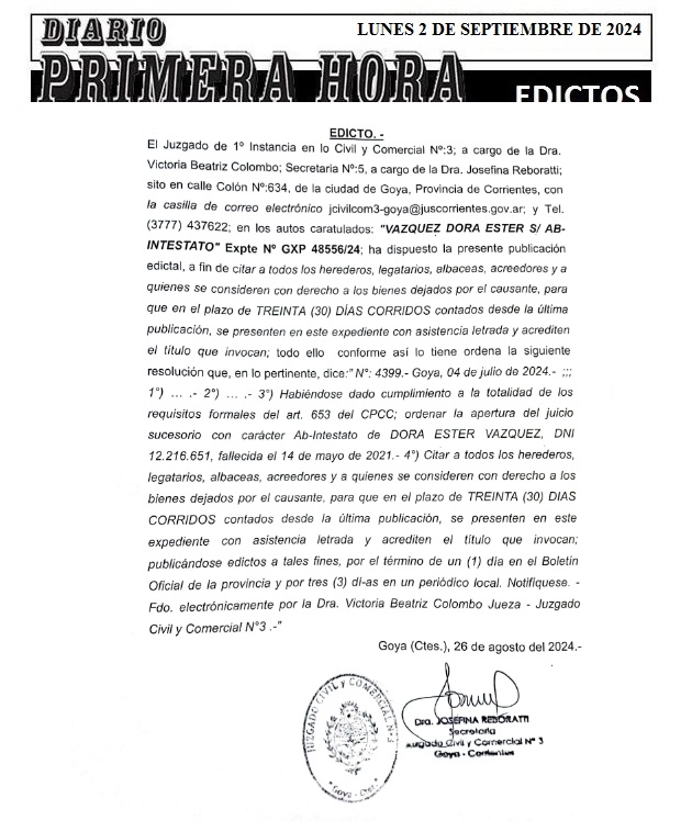 EDICTOS 3 DE SEPTIEMBRE DE 2024
