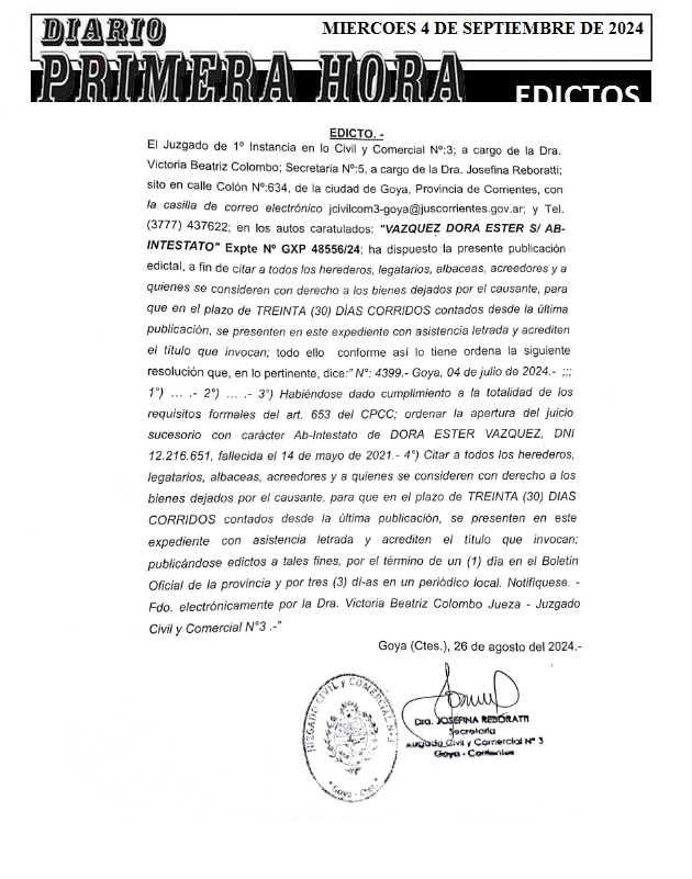 EDICTOS 4 DE SEPTIEMBRE DE 2024