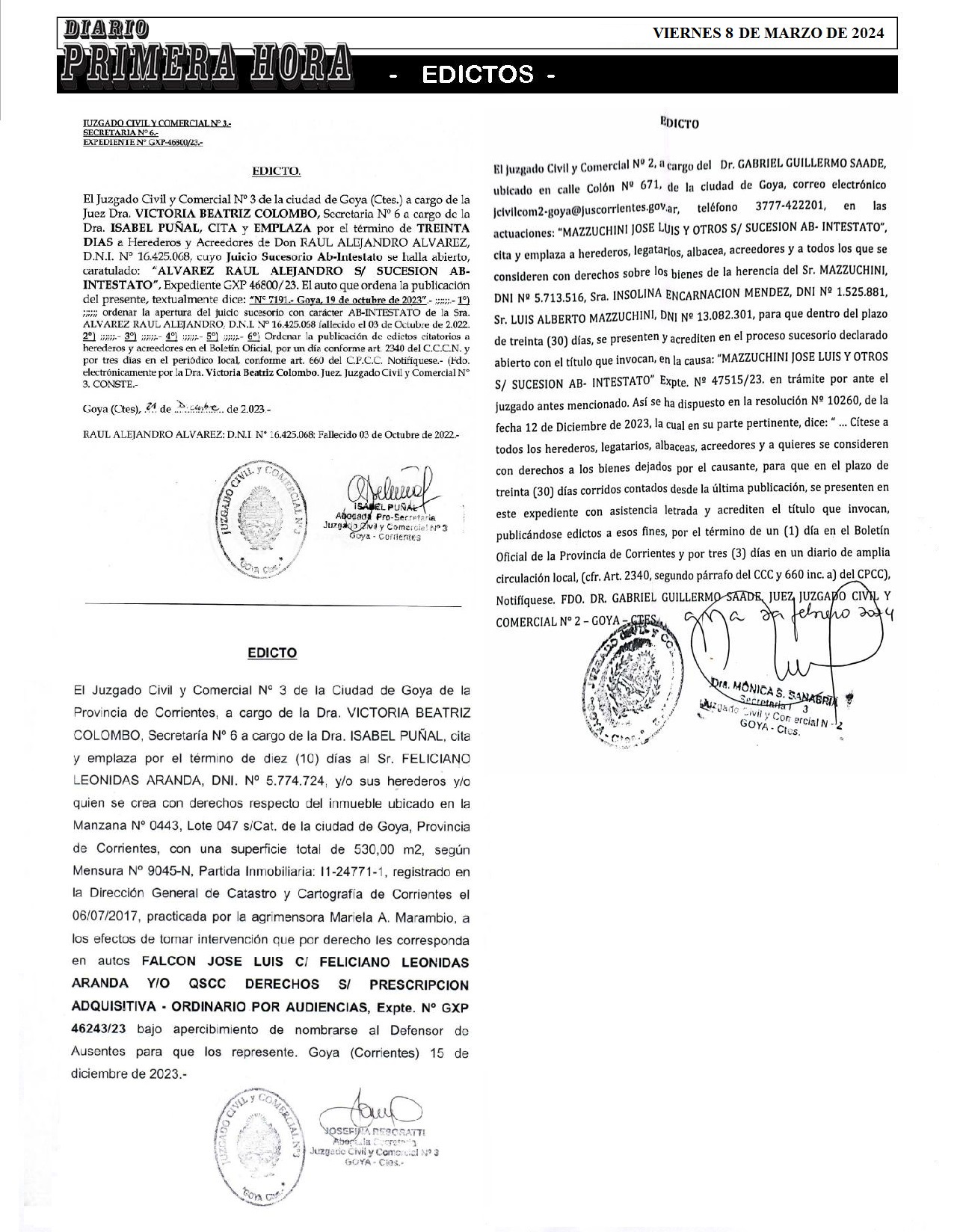 EDICTOS 8 DE MARZO DE 2024
