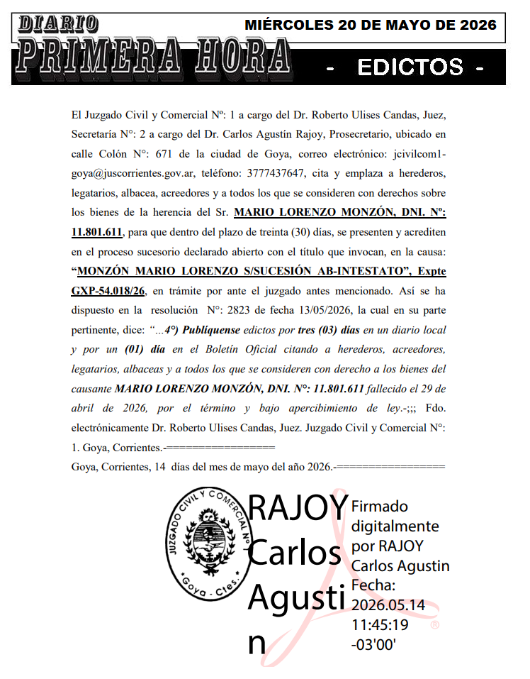 EDICTOS PAZ DIA DOS