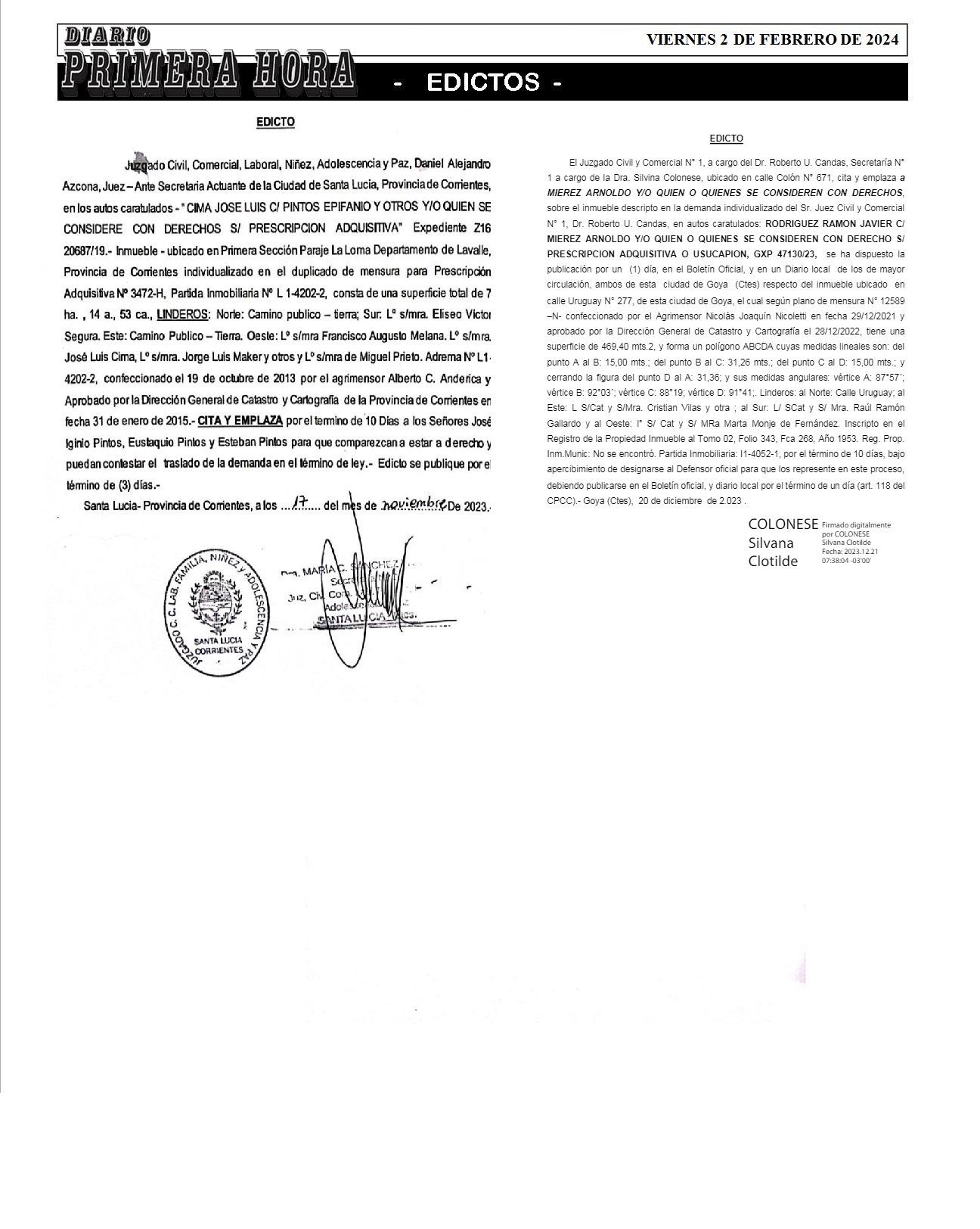 EDICTOS 2 DE FEBRERO