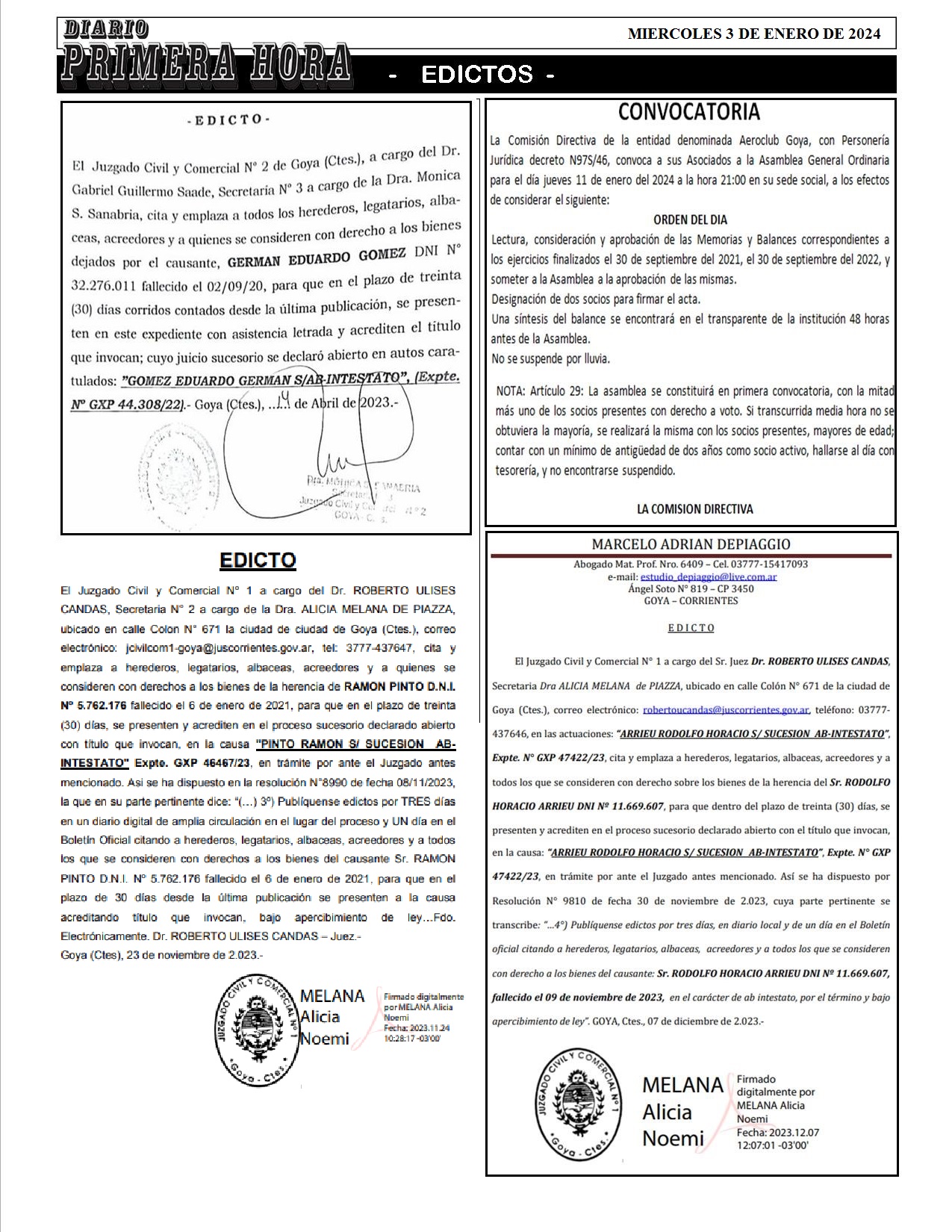 EDICTO 3 DE ENERO 2024