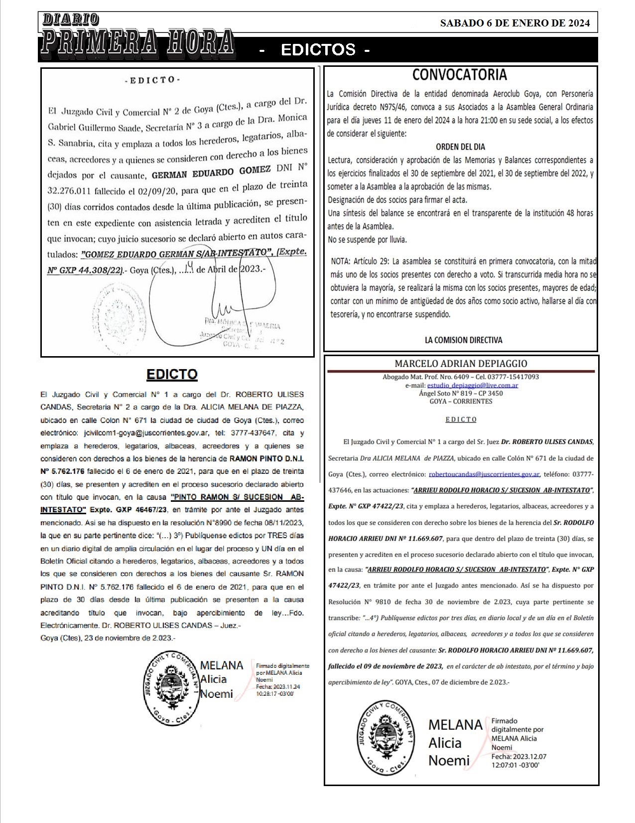 EDICTO 6 DE ENERO 2024