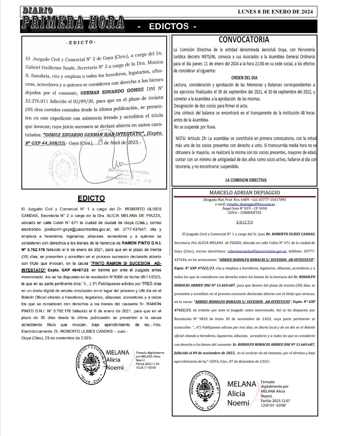 EDICTO 8 DE ENERO 2024