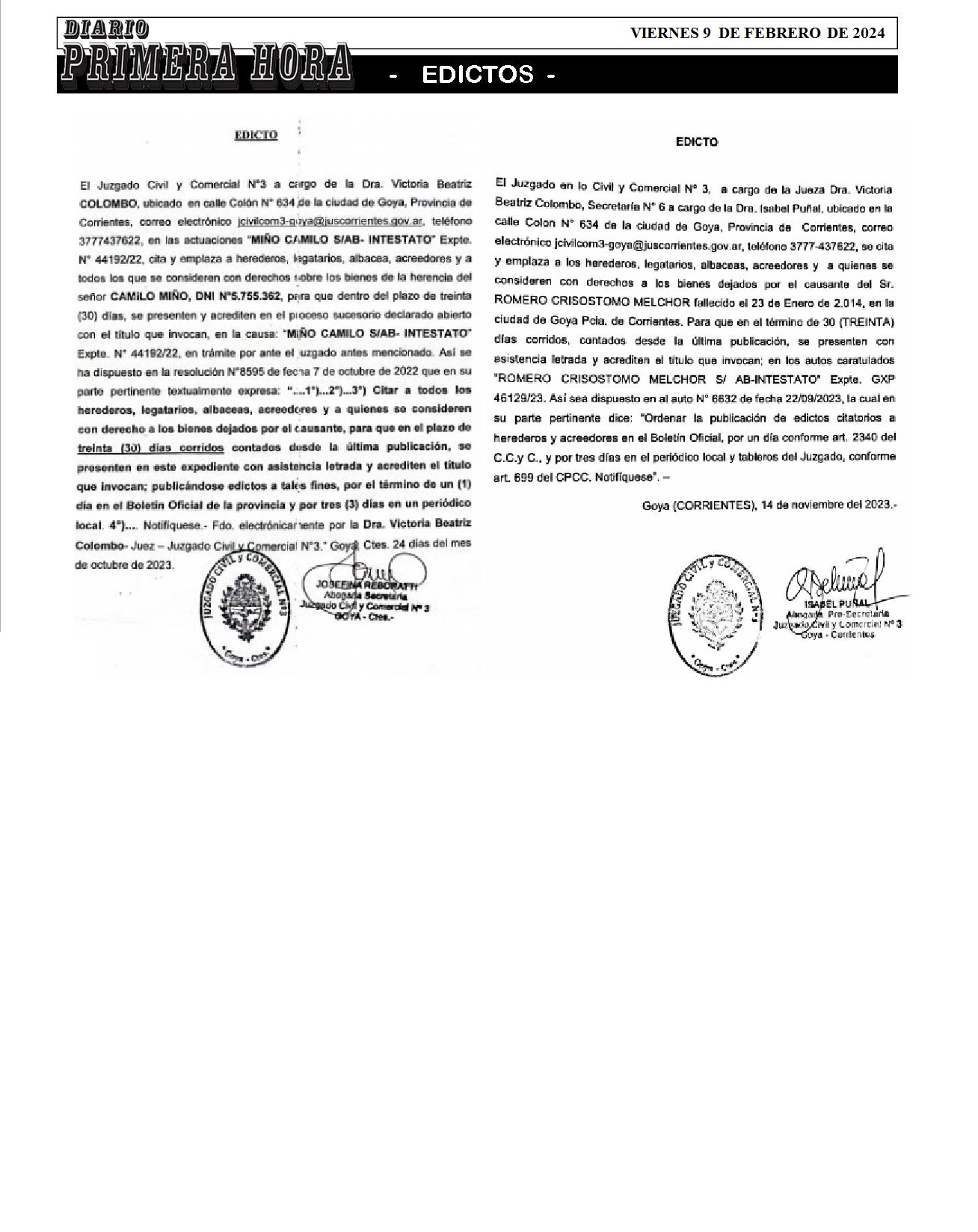 EDICTOS 9 DE FEBRERO DE 2024