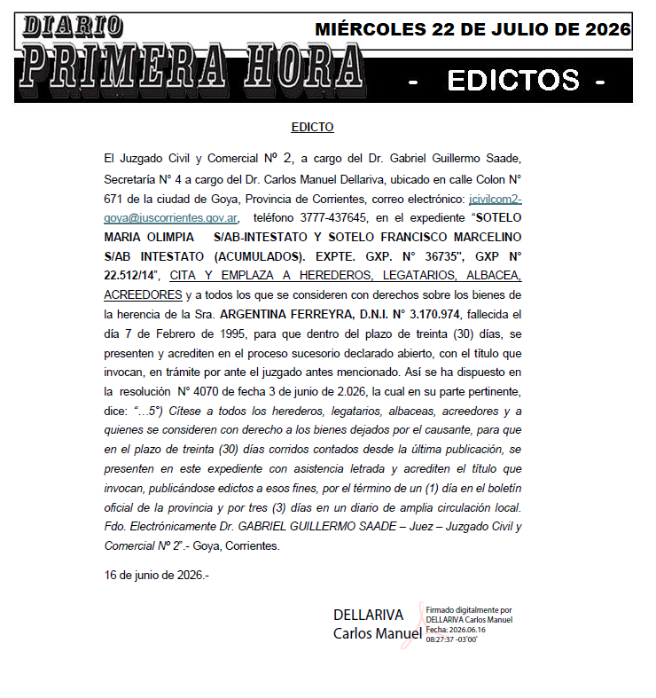 EDICTO ARIAS DIA 1