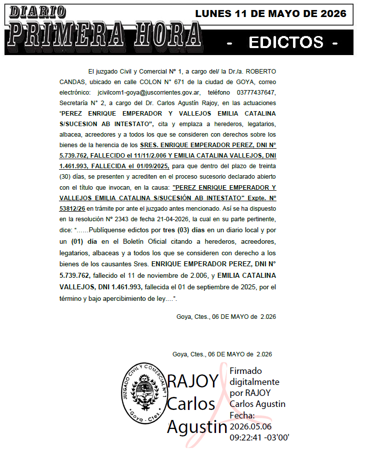 EDICTO CARO ZABALA DIA 1