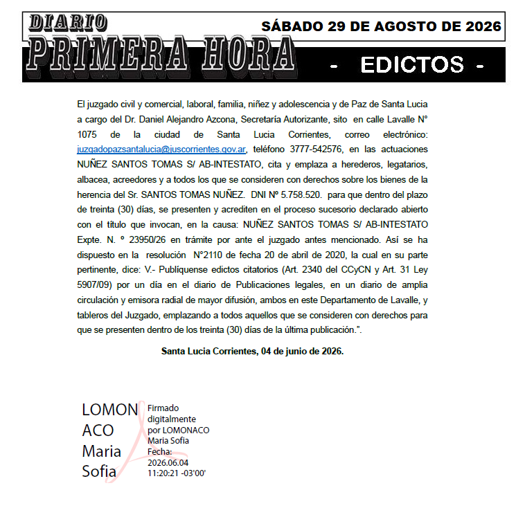 EDICTO DE AGUSTINA GONZALEZ DIA 2