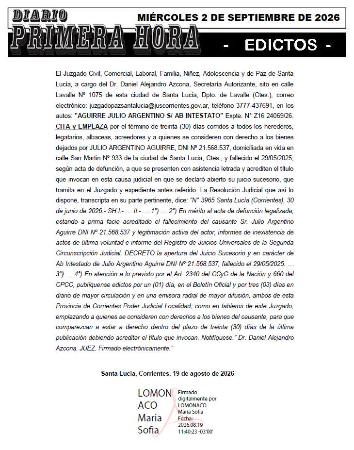 EDICTO DE BRE DIA 1