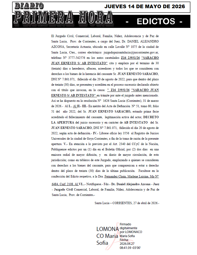 EDICTO DE CHAIN DIA 1
