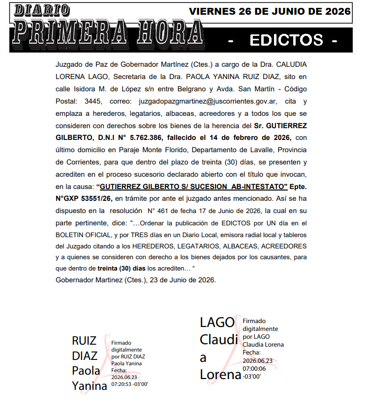 EDICTO DE GUASTA DIA 1