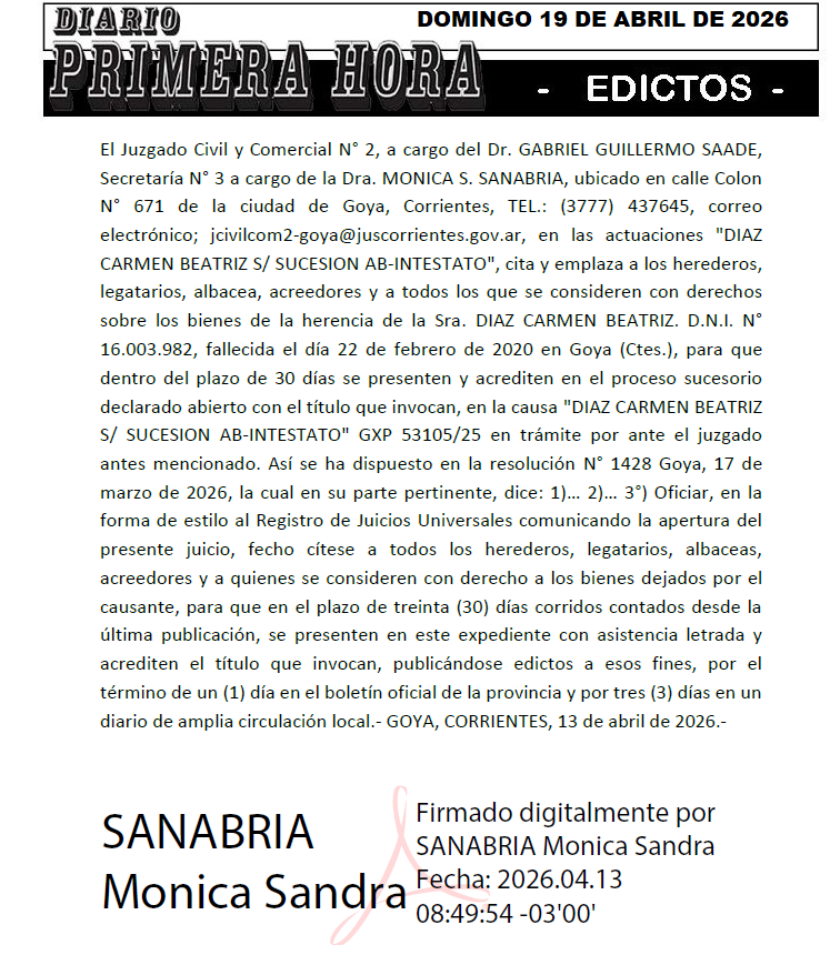 EDICTO DE LUCERO DIA 3