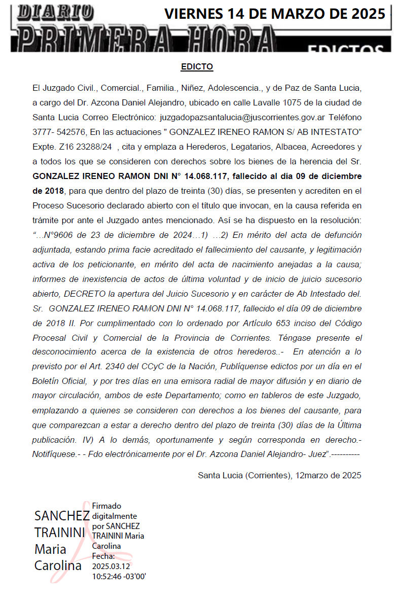 EDICTO DIA 1 LAURA ROMERO