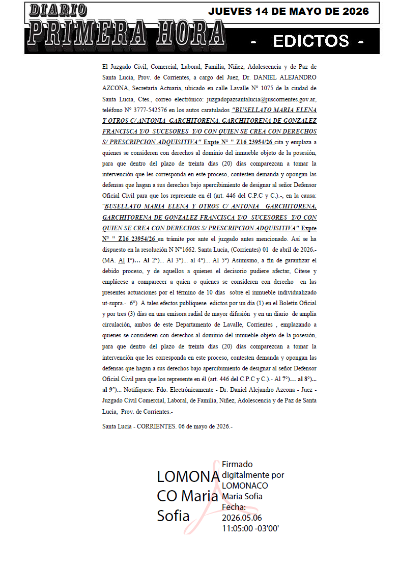 EDICTO LUISINA ECHAIN DIA 1