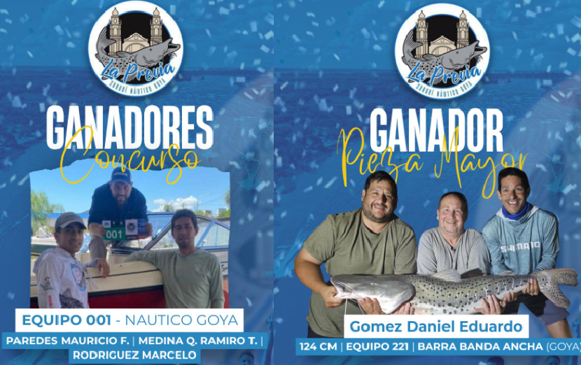 GANADORES DEL CONCURSO DE PESCA "LA PREVIA": EL EQUIPO 001 ES EL CAMPEÓN Y DANIEL GÓMEZ, GANADOR DE LA PIEZA MAYOR